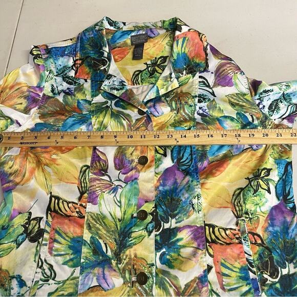 Additions by Chico's colorful floral button down blouse size 2 some stretch - Picture 8 of 9